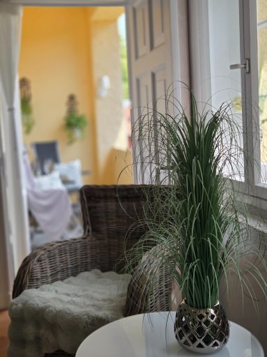 Blick vom Wohnzimmer auf die Loggia